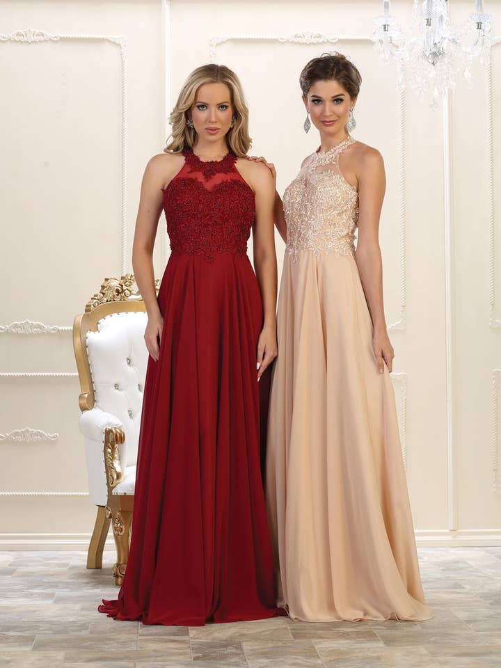 Robe formelle en gros LA1557 à dos ouvert, ligne A avec bretelles pour la vente par LA Merchandise