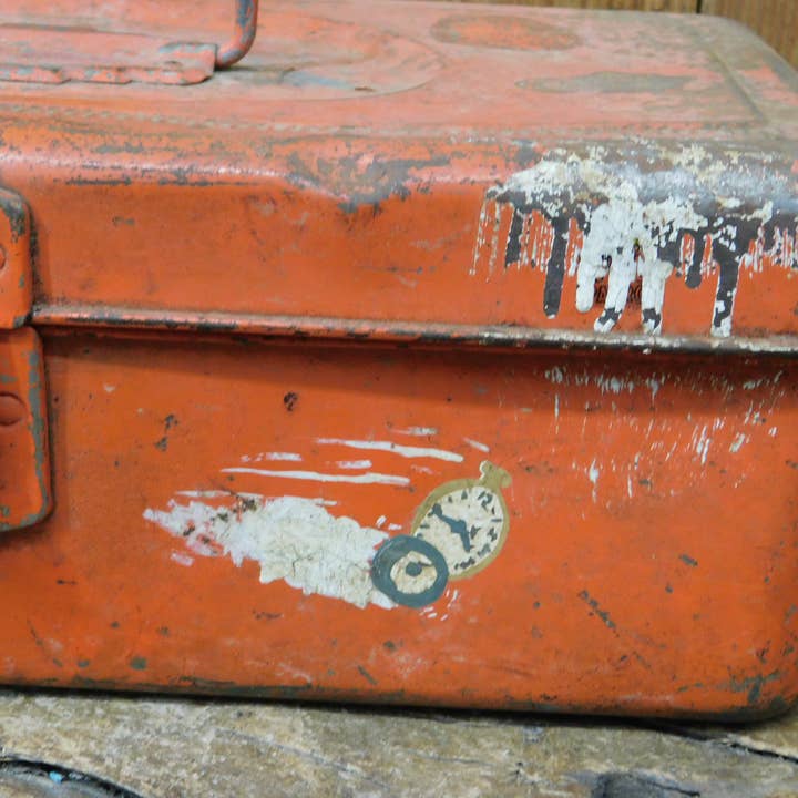 My Amigos Imports - Wholesale Decorative box - Vintage Metal Tool box-#20-Storage-6x13x4.5Hin-Rustic 3