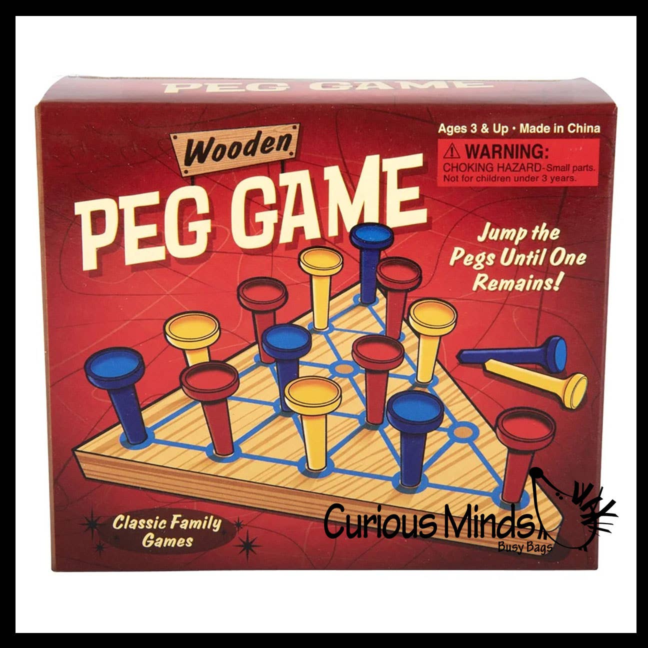 Curious Minds Toys – Großhandel Brettspiele – 1 Solitaire-Holzspiel — Klassisches Retro-Holzspiel — Peg Puzzle5