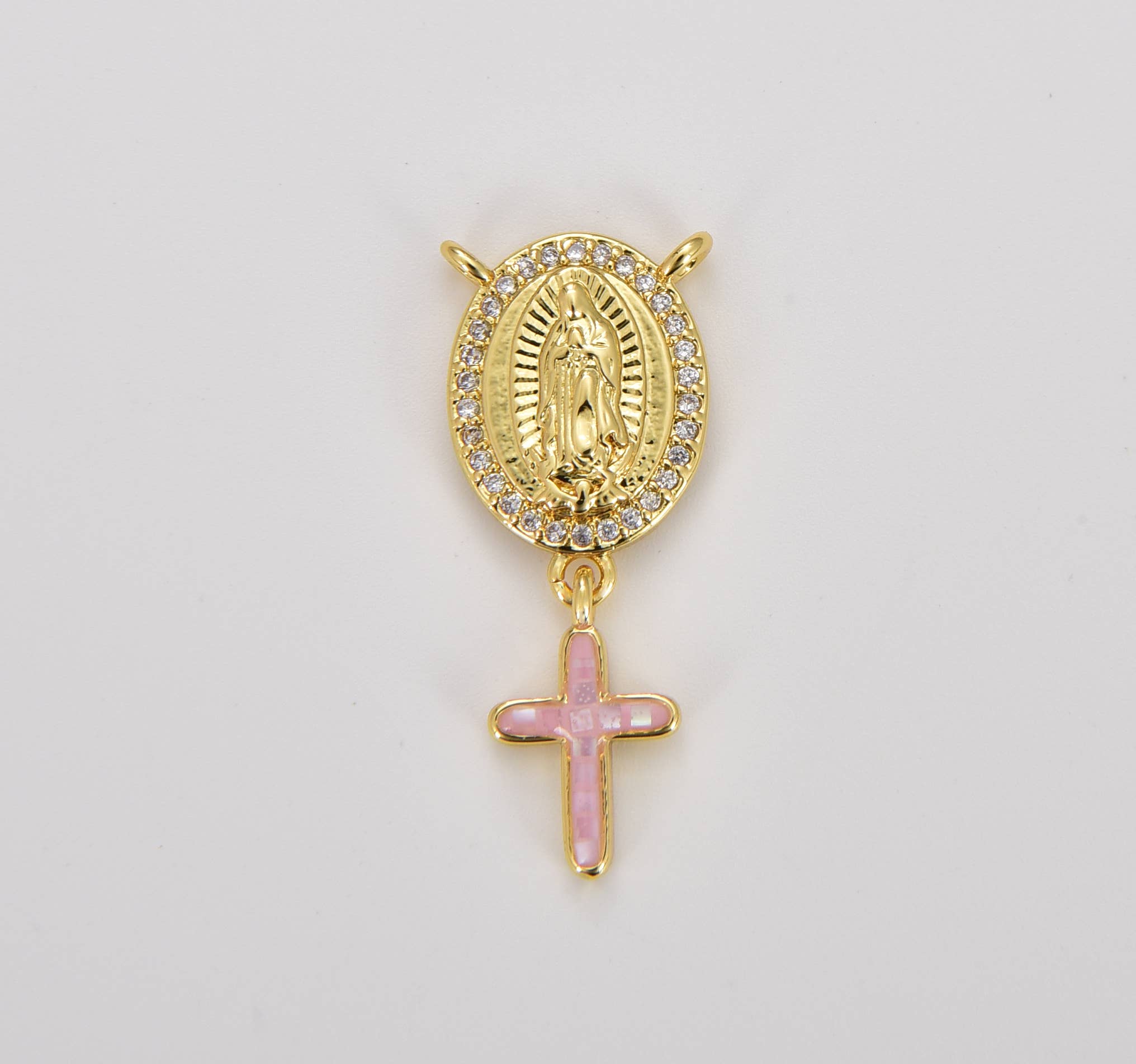 Beads Creation - Wholesale Individual Charm/Pendant - Virgin Mary Centerpiece Y Connector Rosary Charm, CN4523