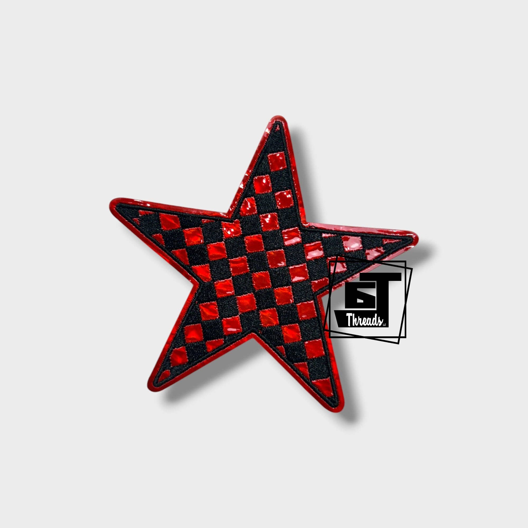 6j Threads LLC - Wholesale Patch - Metallic Checkered Stars....Cap Patches Only5