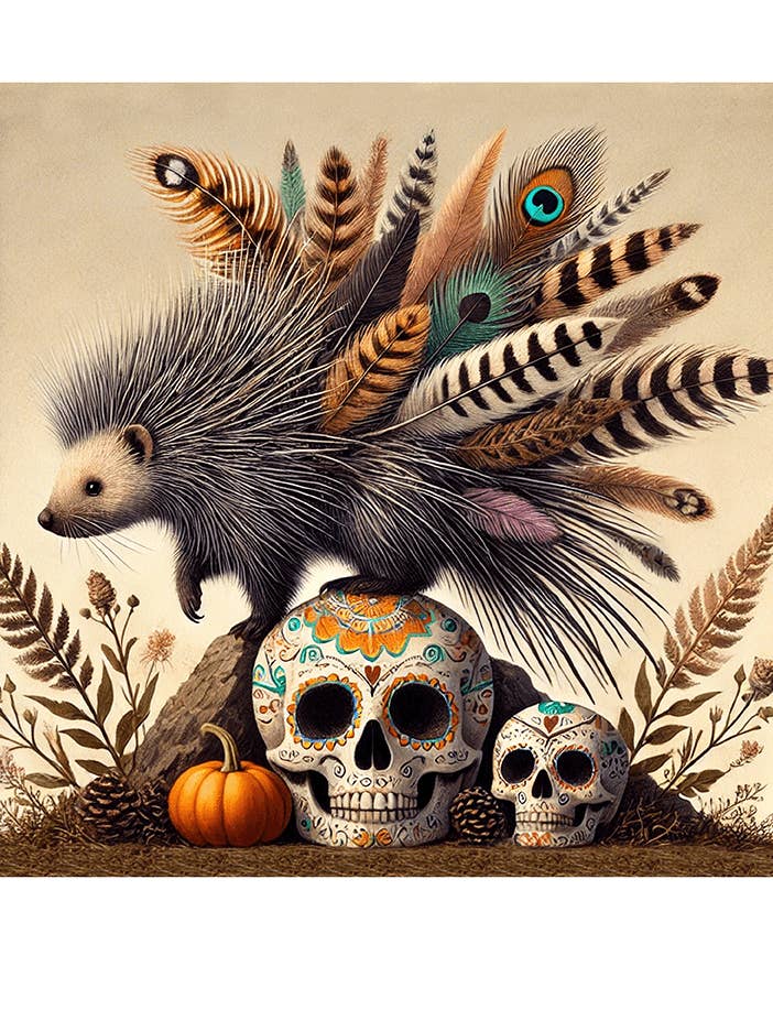 Whimsical Animal Art Print, Porcupine Illustration, 12x13 for wholesale by Thistle and Tale Press