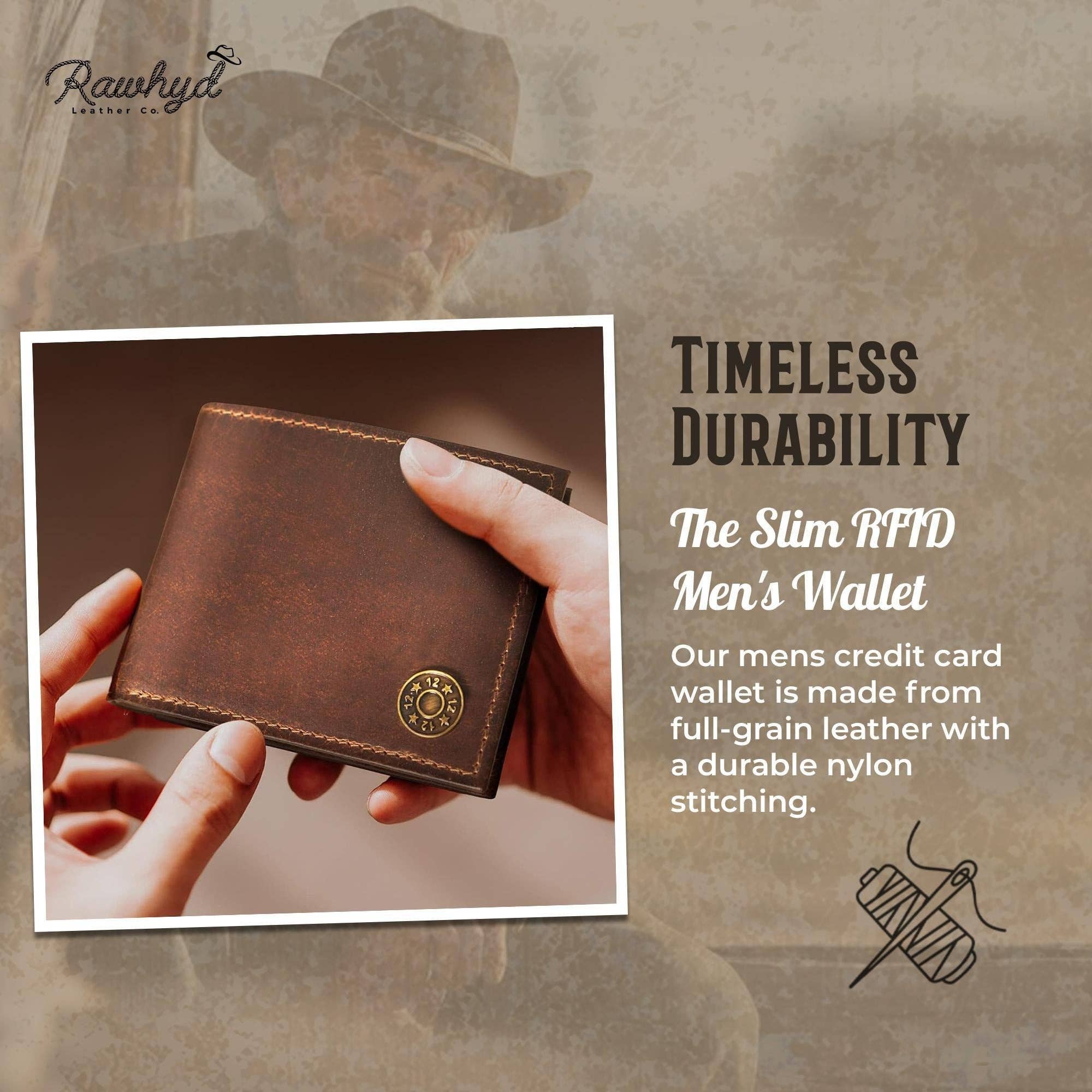 RAWHYD Leather Co. - Wholesale Wallet - Men's - Shotgun Shell Hunting Wallet - Full-Grain Leather Wallets for Men - RFID Blocking Wallet – Western Wallets for Men w/ 7 Card Slots – Slim & Durable Mens Western Wallet - Great Hunting Gifts for Men1