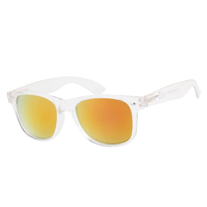 Apollo Eyewear - Wholesale Sunglasses - Unisex - Spring Hinge Hipsters with Crystal Frames and Mirror Lenses