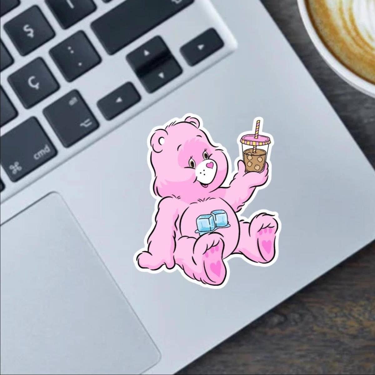 Fable and Flame Co. – wholesale Sticker – Iced Coffee Care Bear 2.5" Vinyl Sticker