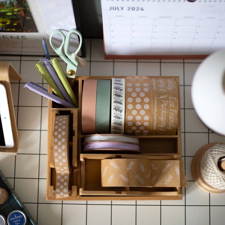 Cascayde – wholesale Tape dispenser – Large Bamboo Tape Dispenser - Desk Stationery1