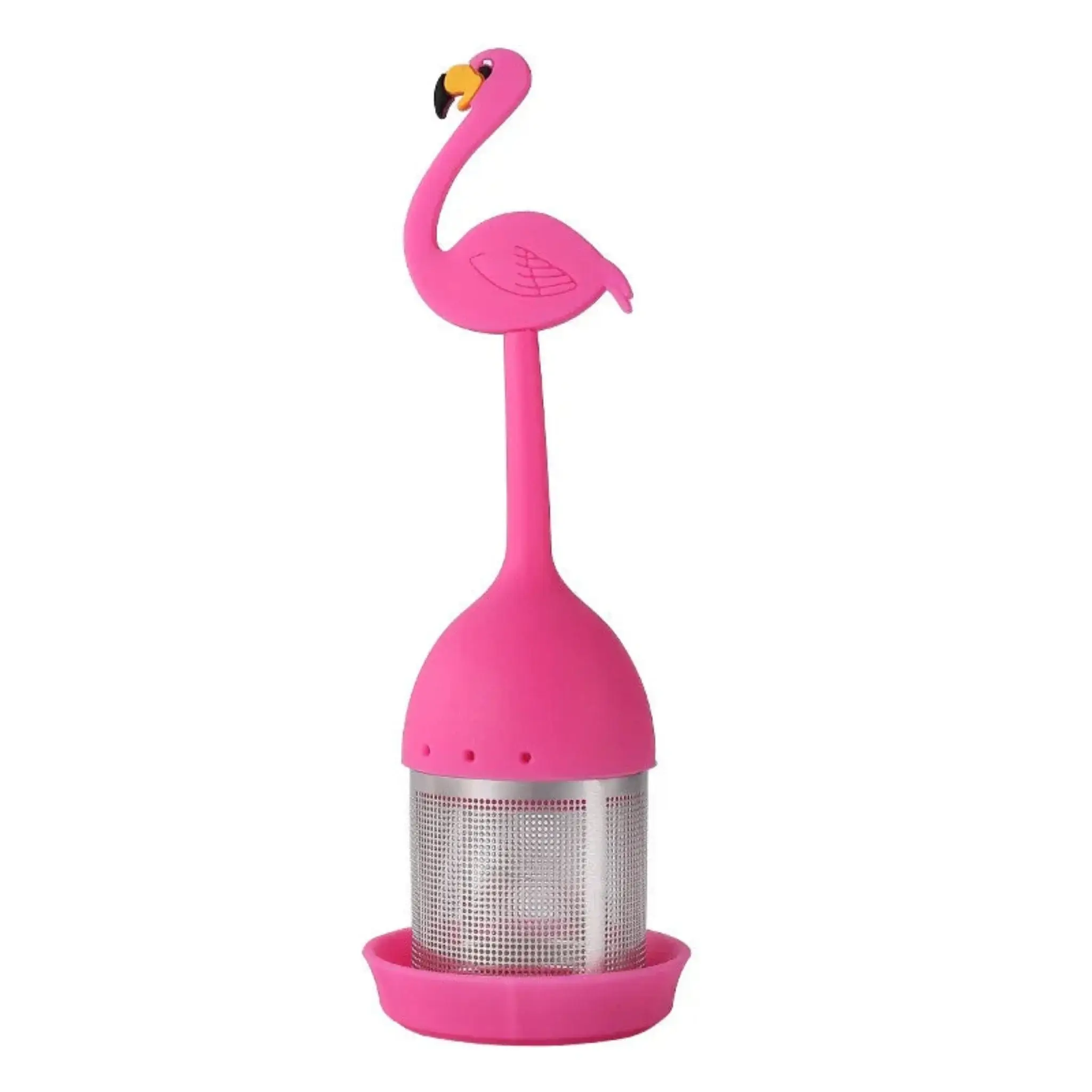 Magnifique Hearts - Wholesale Tea Strainer/Infuser - Flamingo Silicone Tea Infuser with Stainless Steel Mesh0