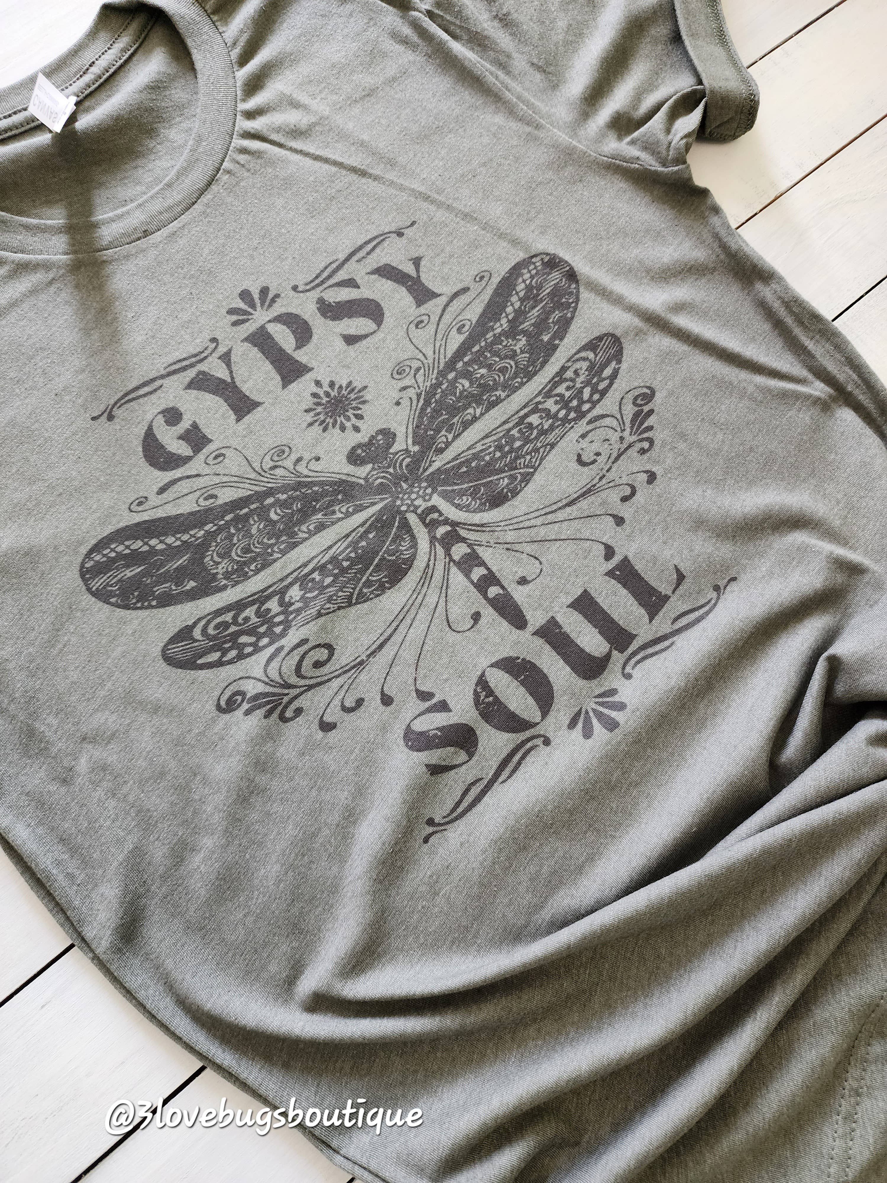 3lovebugsboutique - Wholesale Screen Printed T-Shirt - Women's - Gypsy Soul Shirt,Vintage Soul Shirt,Boho Tshirt1