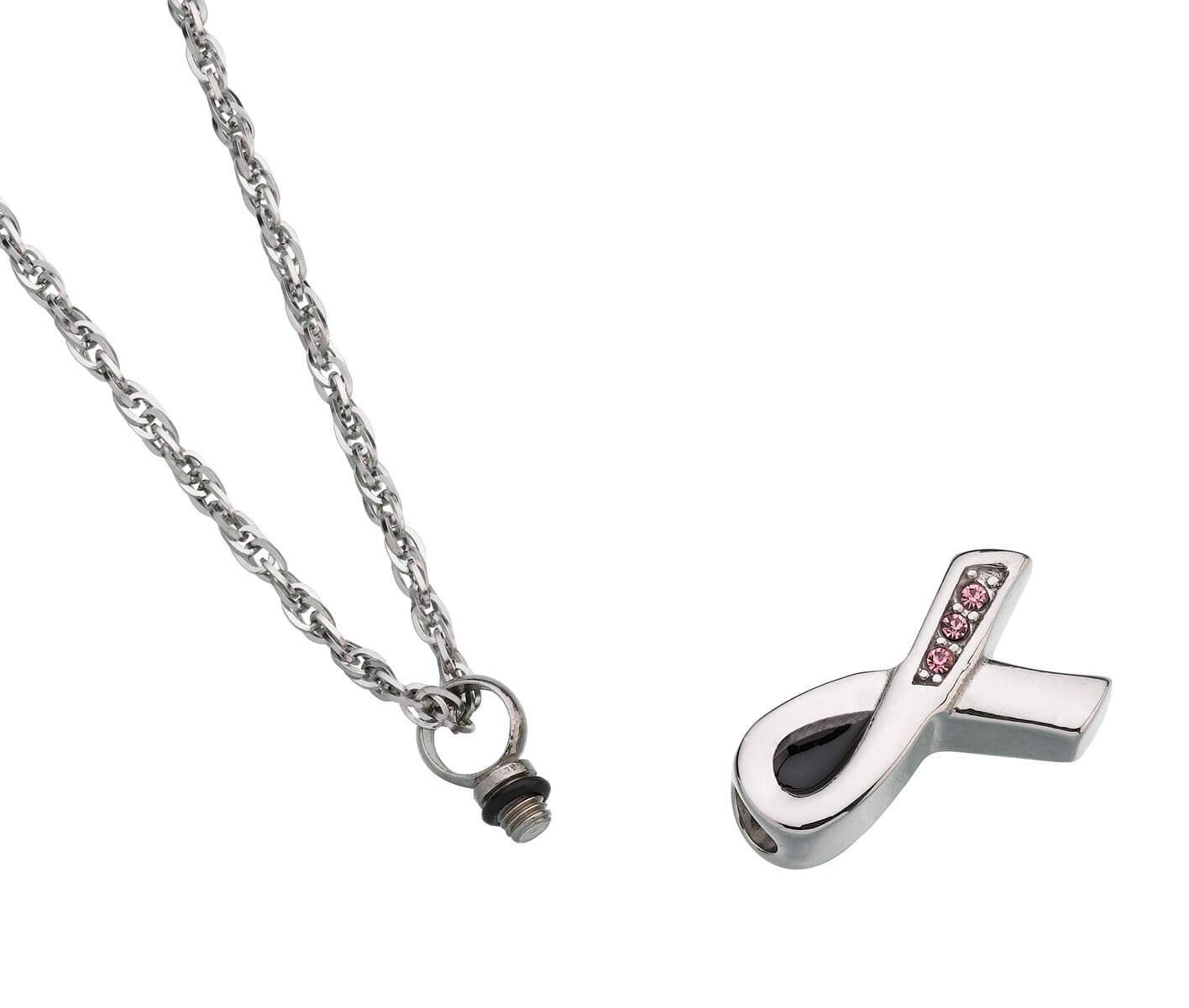 Lillian Rose – wholesale Pendant/charm necklace – Pink Ribbon Sympathy Memorial Necklace1