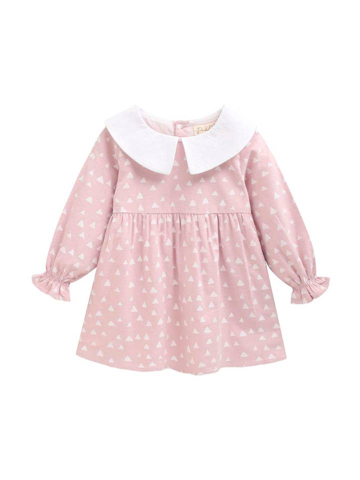 Baby Girl's Triangle and Ruffle Print Dress for wholesale by Dadati