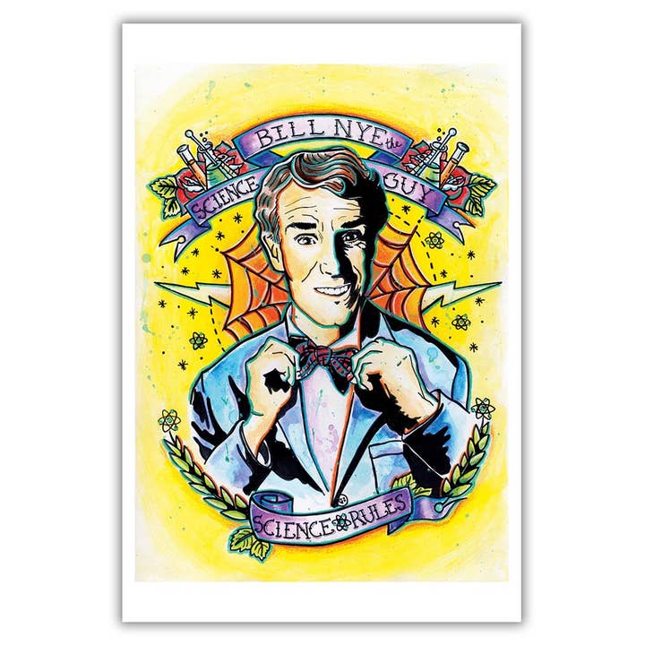 Bill Nye Science Rules! Art Print 12 x 18" for wholesale by Point Blank Art & Design