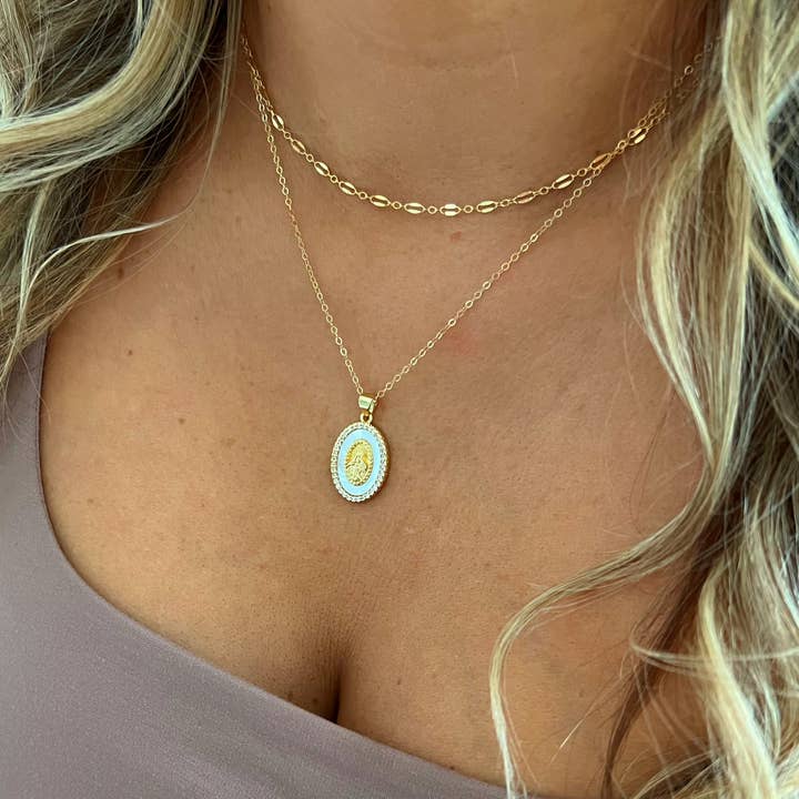True by Kristy Jewelry - Wholesale Link & Chain Necklace - Kamryn Dapped Sequin Layering Chain Necklace Gold Filled