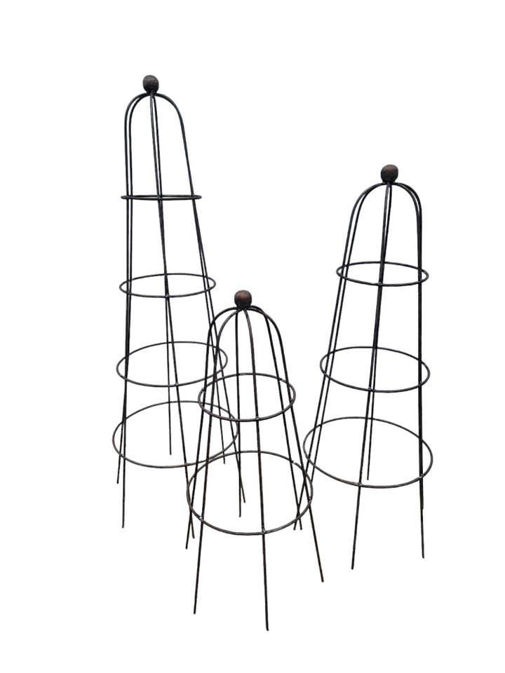 Egg Shaped Topiary Framed Gage with Ball on Top Ground Stake for wholesale by Garden Iron And More