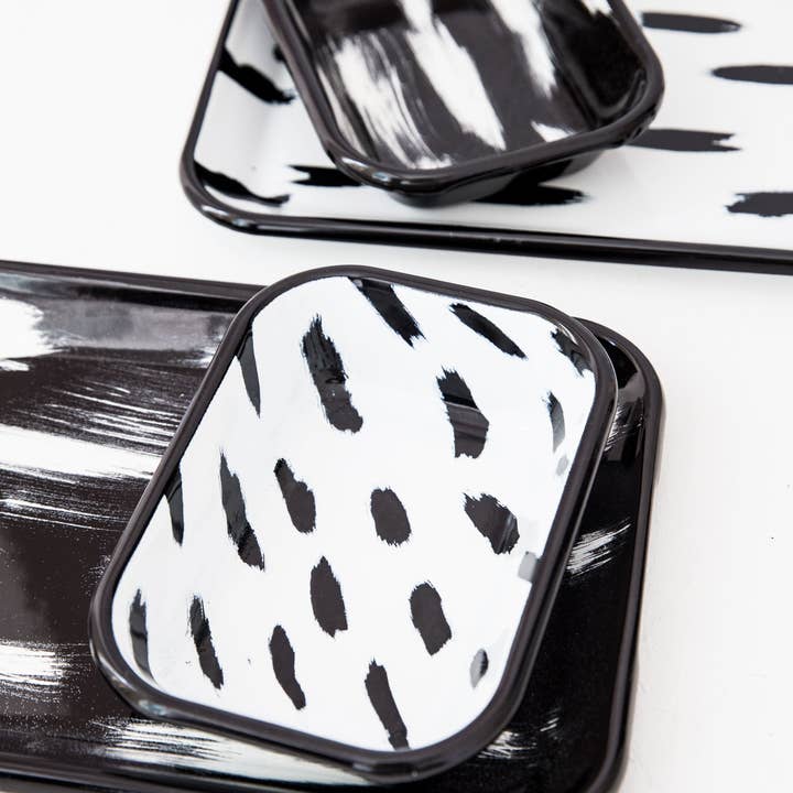 Rozi - Vendita all'ingrosso Piatti da portata - Set di 3 Teglie Rettangolari per Servire e Arrostire della Collezione Stripe in Smalto6