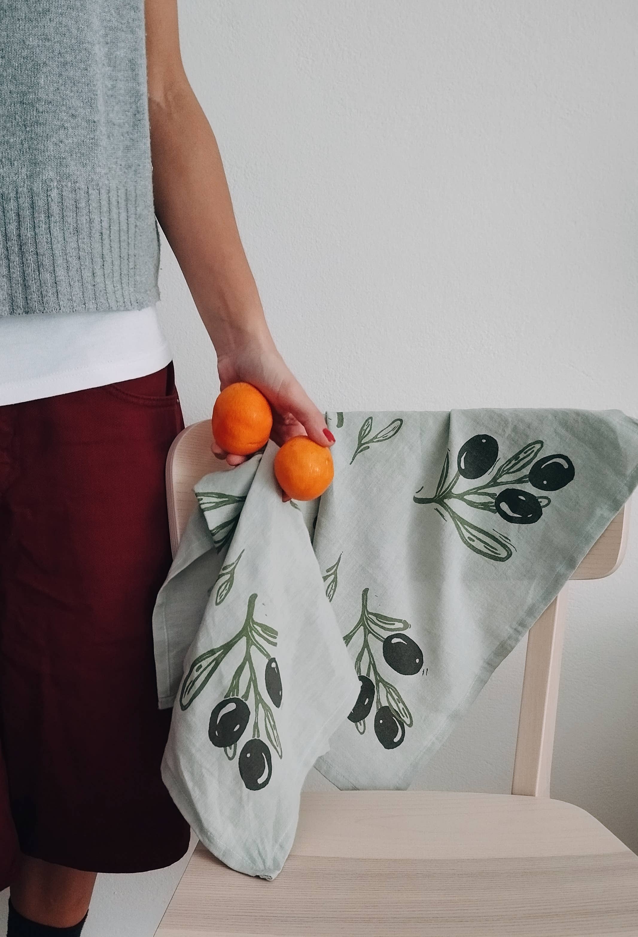 The Ink Job - Wholesale Tea Towel - Linen Tea Towel with Olive Branch Print9