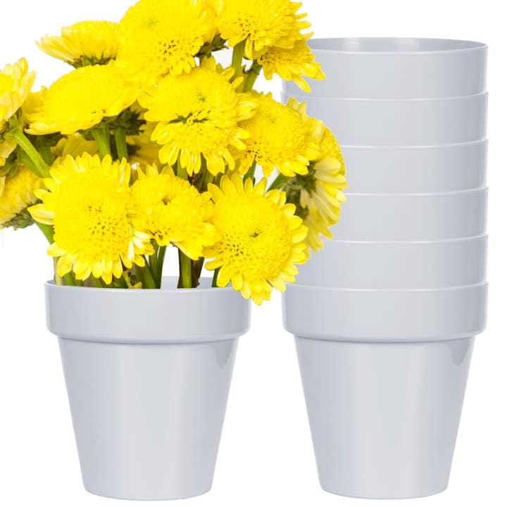 Youngever 8 Pack 5.5 Inch Plastic Planters No Saucer - Grey for wholesale by Youngever