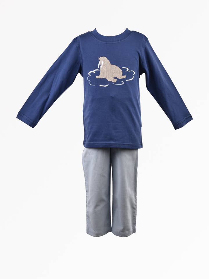 Juego de camiseta y pantalón de morsa para venta al por mayor de Cotton Kids