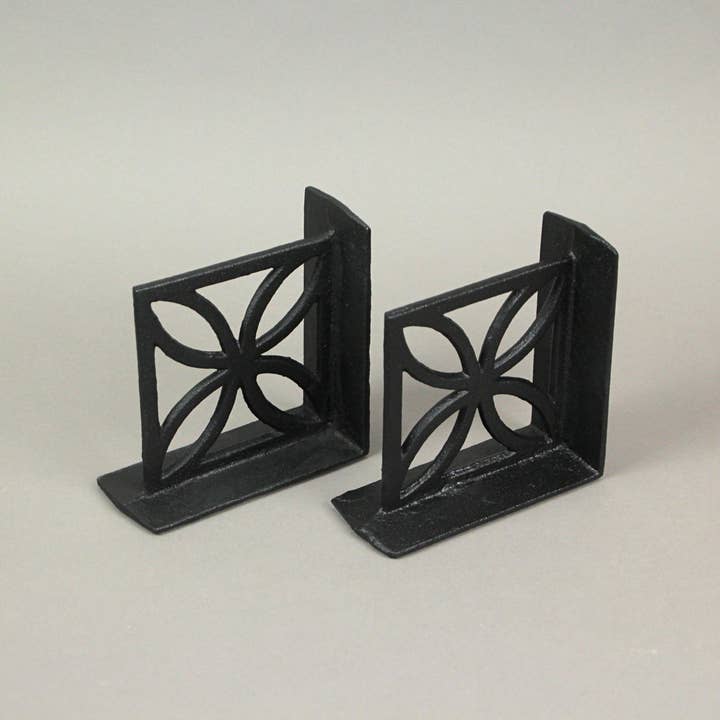 Zeckos - Wholesale Bookend - Set of 2 Cast Iron Breeze Block Bookends Bookshelf Decor3
