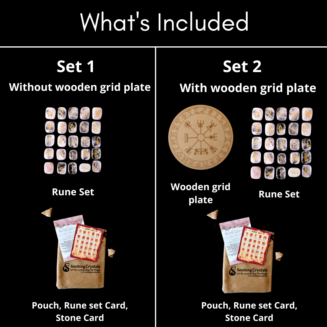 Soothing Crystals - Wholesale Spiritual Stone/Crystal - Futhark Rune Set | Rose Quartz | Rune Stones |Runic Crystals1