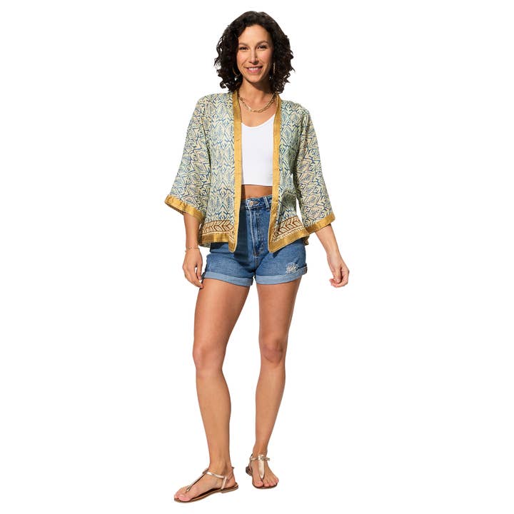 La Mano Boho - Wholesale Kimono - Women's - SHORT SUMMER KIMONO 3/4 SLEEVES KIM8503I