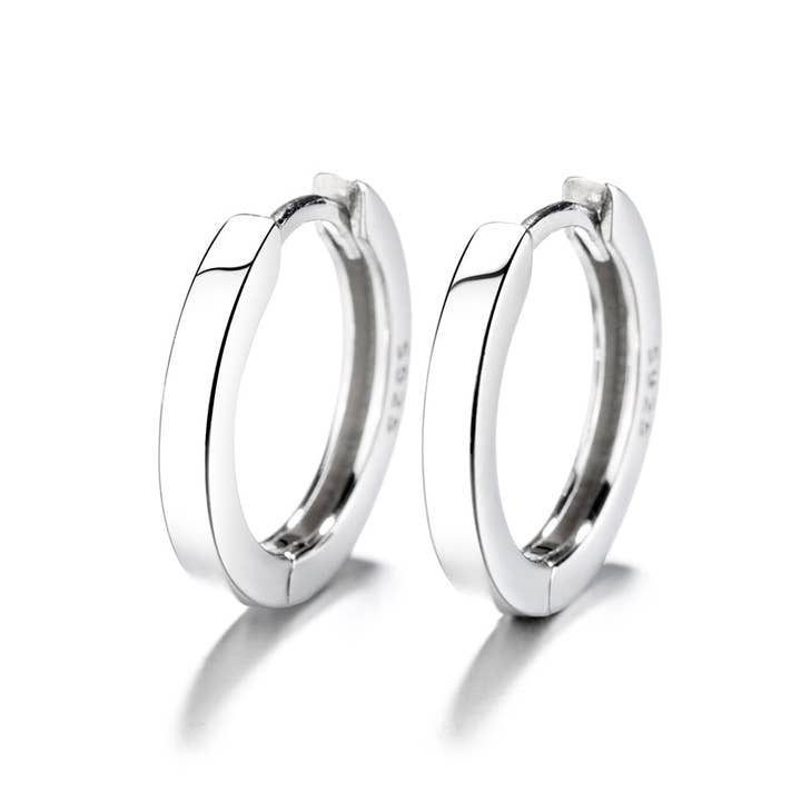 14K Gold and Sterling Silver Huggie 16 mm Hoop Earrings for wholesale by Amy and Annette