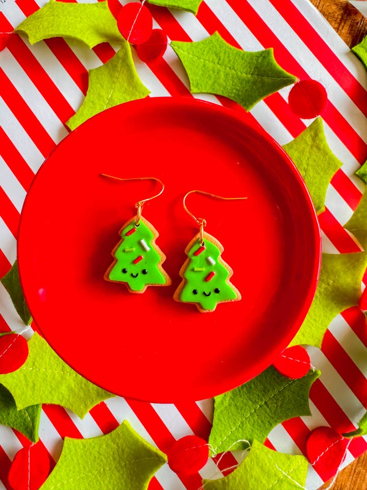 Boucles d'oreilles en argile | Arbres de biscuits au sucre pour la vente par Larry’s Waffle Shop