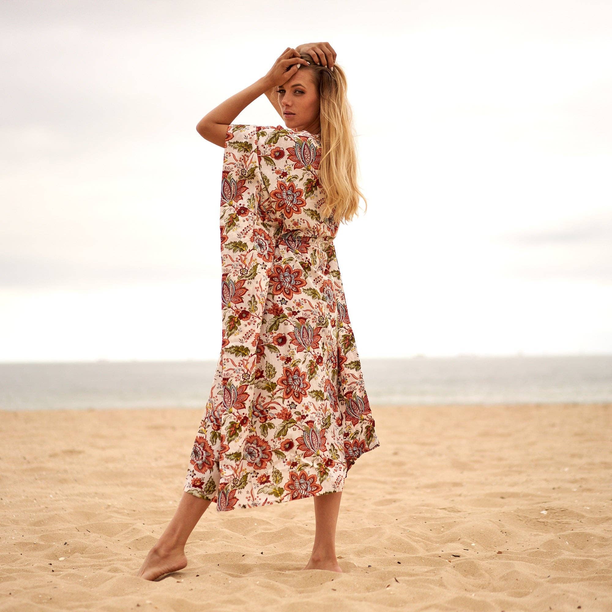 Glamthread – Engroshandel Kaftan - Dame – 'Floral Dreamscape' Kaftan i 100% bomuld1