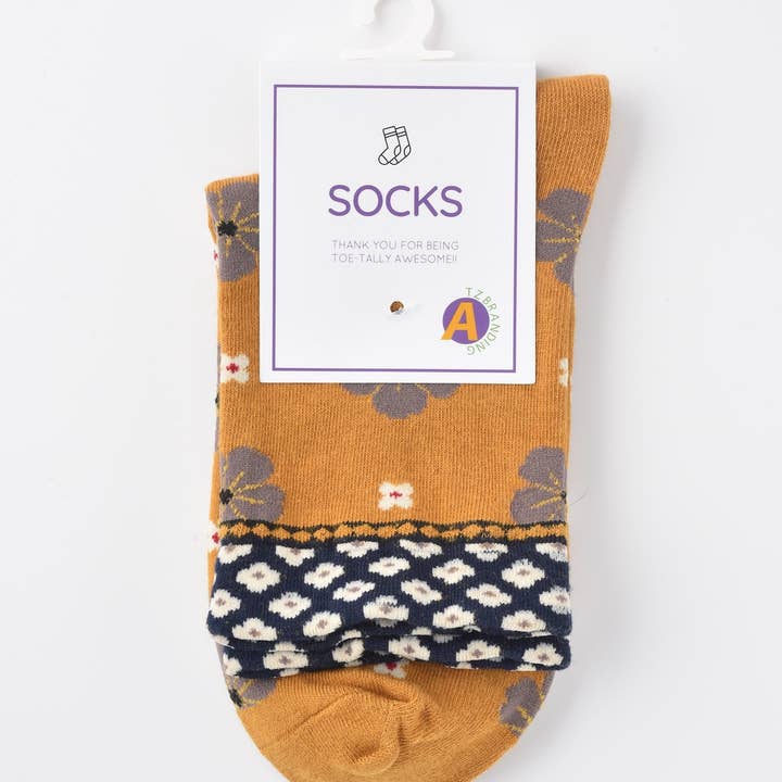 Funkyrel® Atzbranding Limited - Wholesale Socks - Women's - Rufia - Colorful Floral Pattern Mid-Calf Socks13