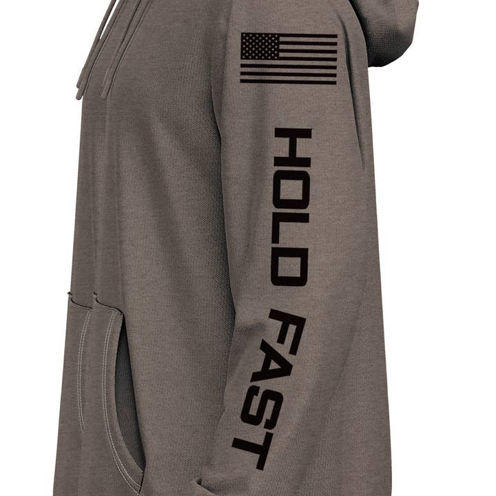 Gunmetal Clay Heather HOLD FAST Mens Hoody Freedom Crest for wholesale on Faire3
