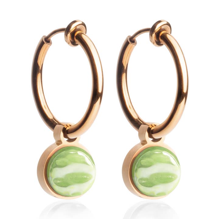 Mix&Match earclips with pendant • rosé/lime green • 18 mm for wholesale by ALEXASCHA