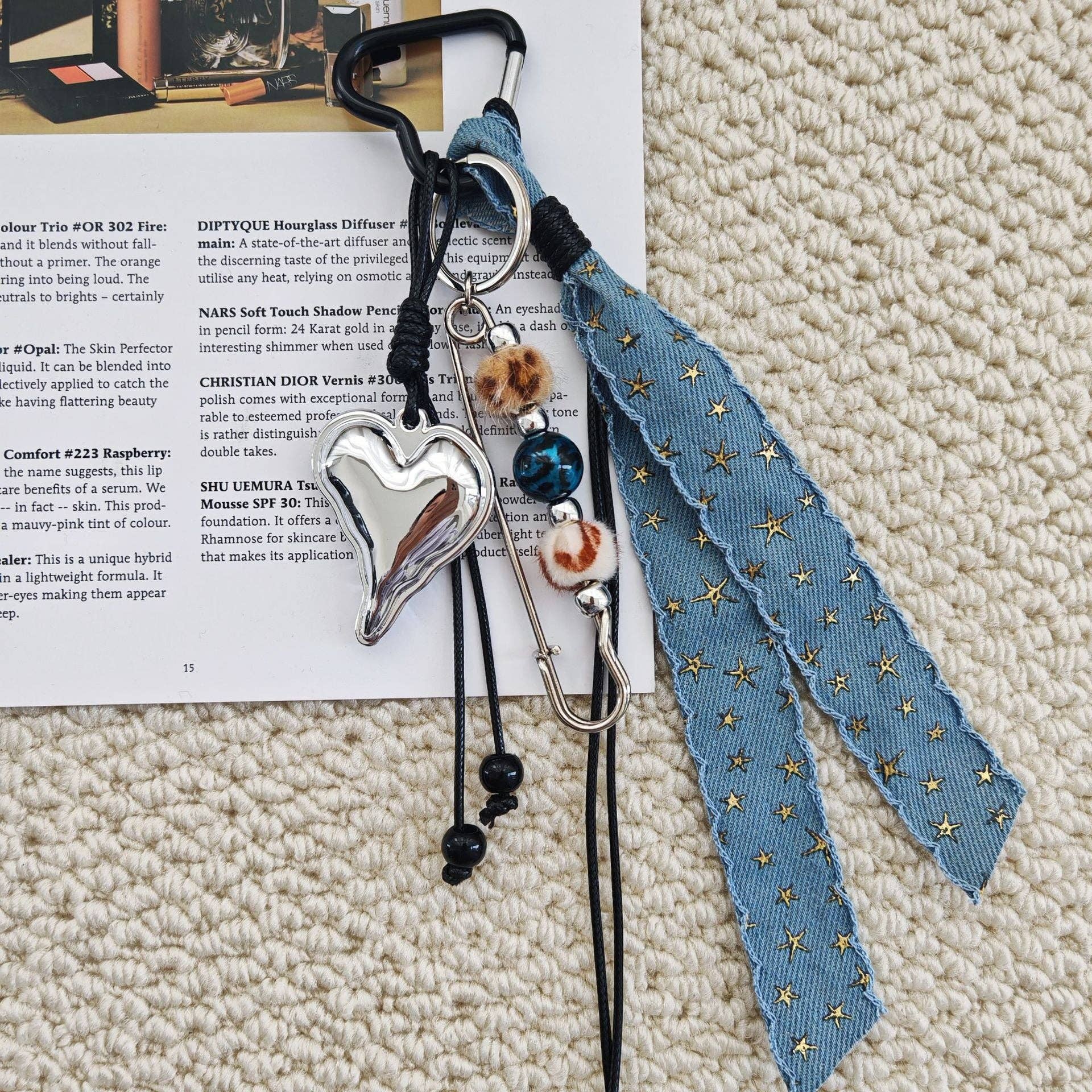 Dipped Shop - Vente Porte-clés – femme - Porte-clés en denim avec perles d'amour DP25B5534