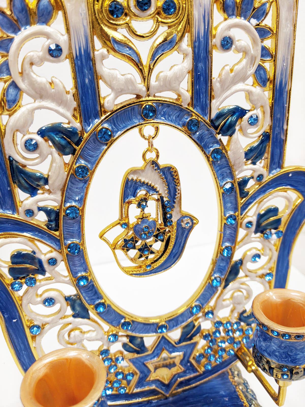 Collection by Nouvelle - Wholesale Candle Holder - Blue Hamsa Candle Holder1