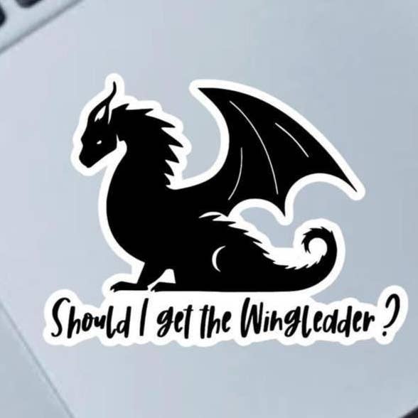 Should I Get The Wingleader? 2.5" Sticker, Fourth Wing for wholesale by Fable and Flame Co.