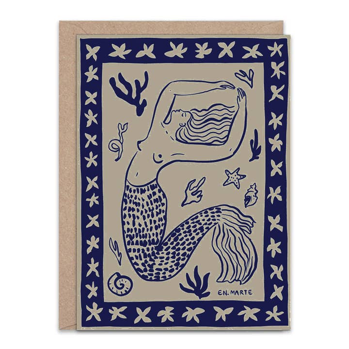 Carte de vœux A6 Sirena par En Marte Print pour la vente par The Hands