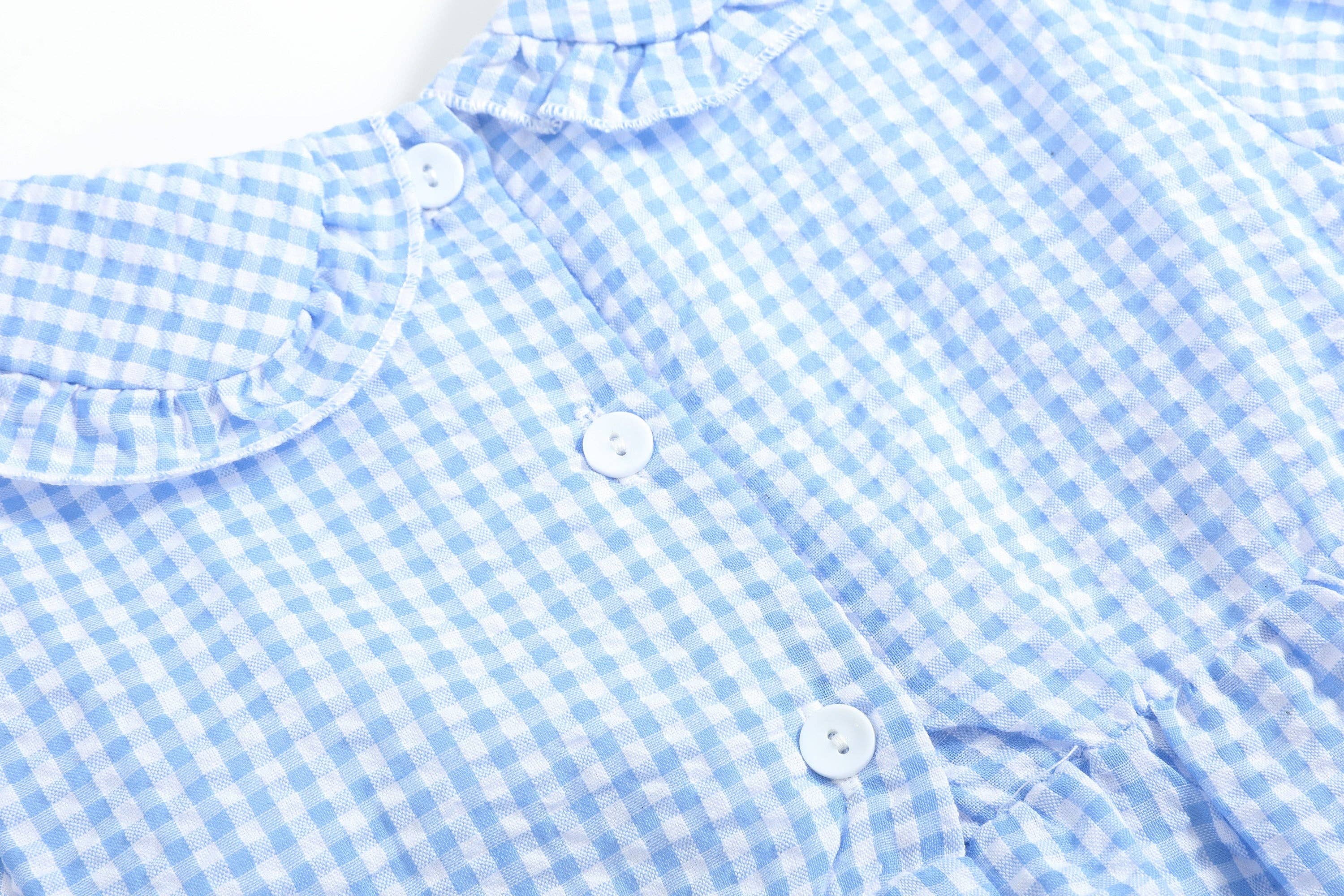 Lil Cactus - Wholesale Dress - Kids - Light Blue Gingham Smocked Dress2