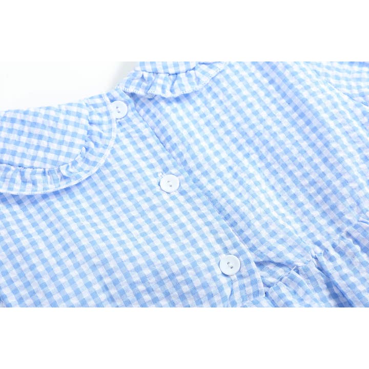 Lil Cactus - Wholesale Dress - Kids - Light Blue Gingham Smocked Dress2