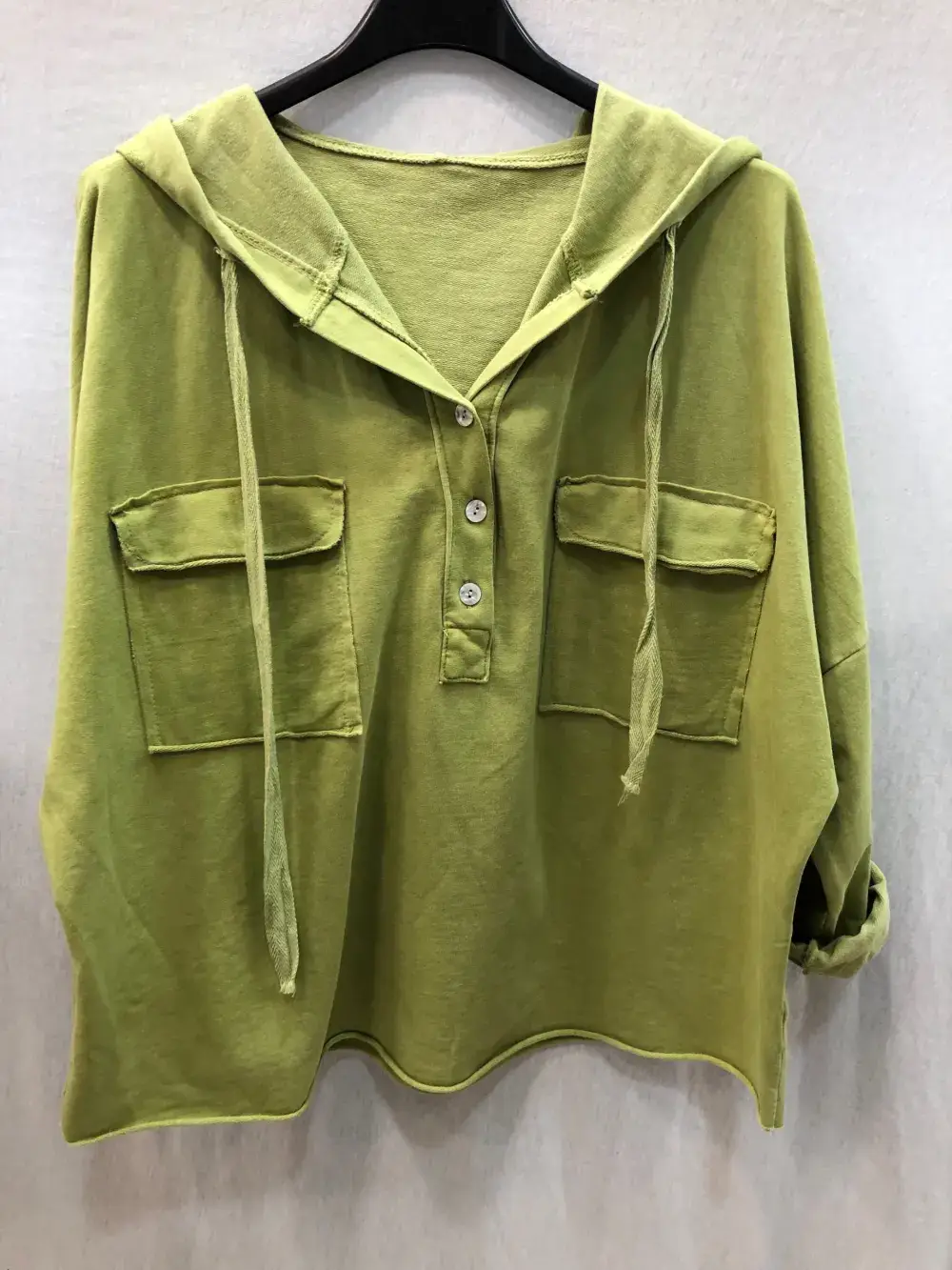 Mimi & Gogo - Wholesale Hoodie - Dames - Mimi & Gogo katoenen hoodie met zakken en knoopsluiting7