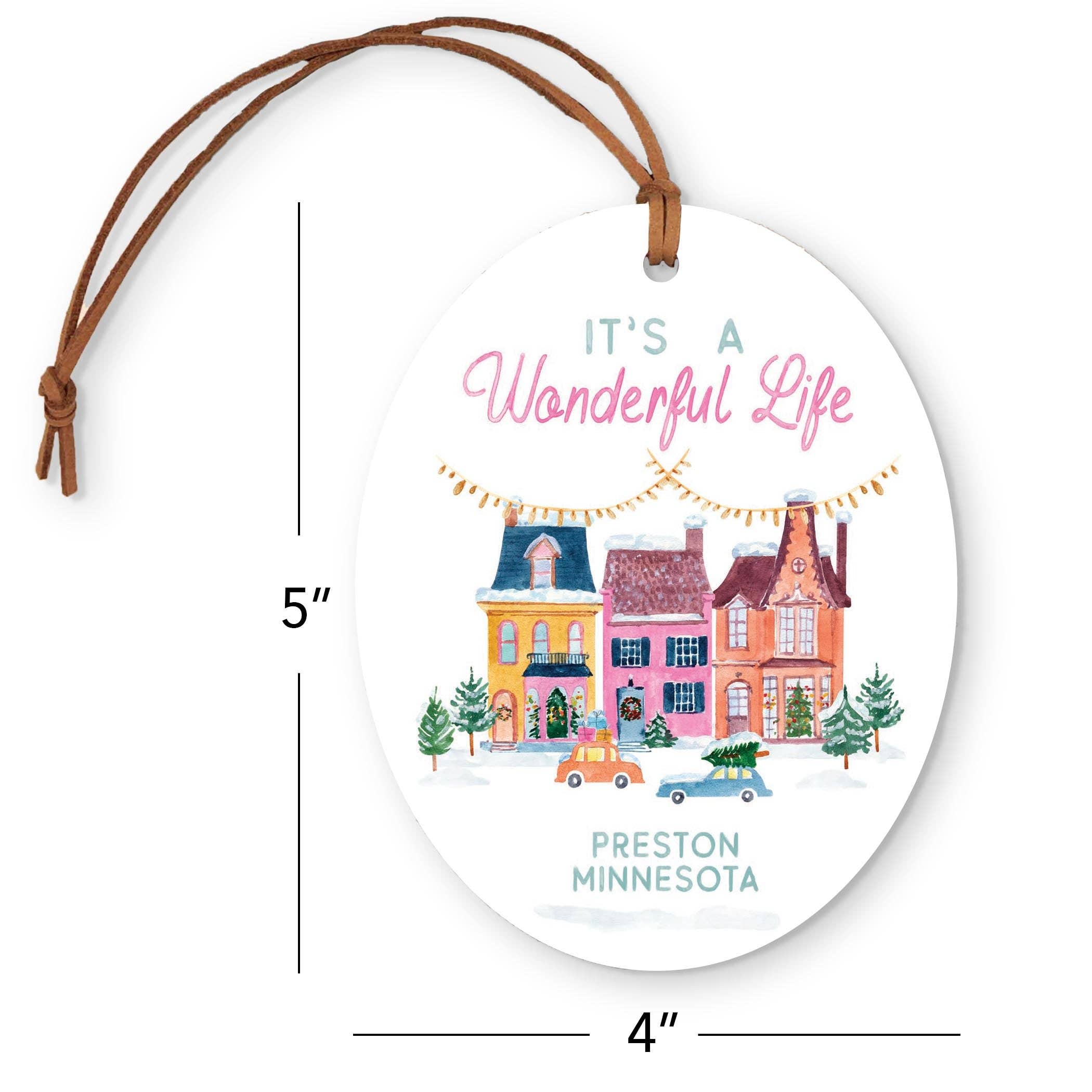 White Oval Ornament - It's A Wonderful Life | Preston, Minnesota for wholesale on Faire3