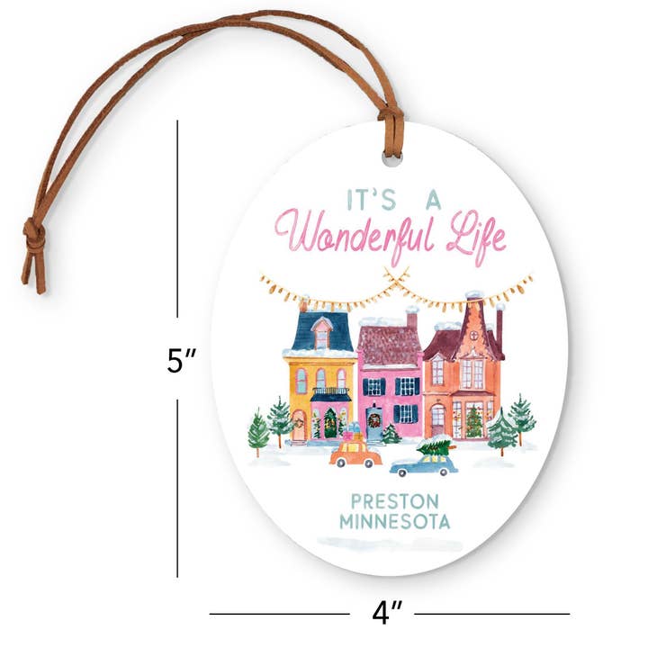 White Oval Ornament - It's A Wonderful Life | Preston, Minnesota for wholesale on Faire3