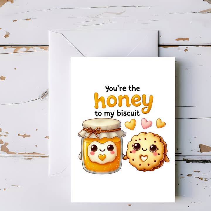 Honey and Biscuit Card – Southern Charm Love Greeting Card, Blank Inside for wholesale by CoRo & Company