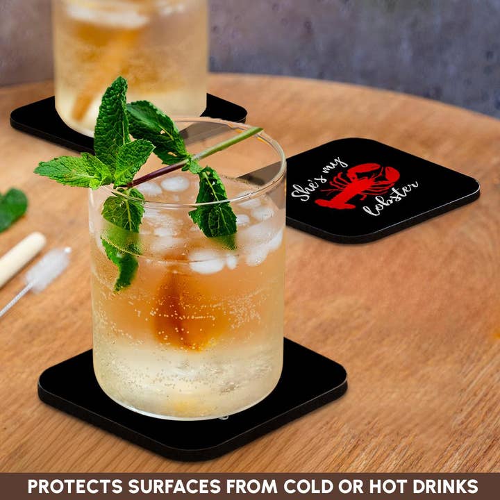 3dRose – Großhandel Untersetzer – 3dRose, Sie ist mein Hummer mit rotem Hummer. Weiße Schrift auf schwarzem Hintergrund., Untersetzer9