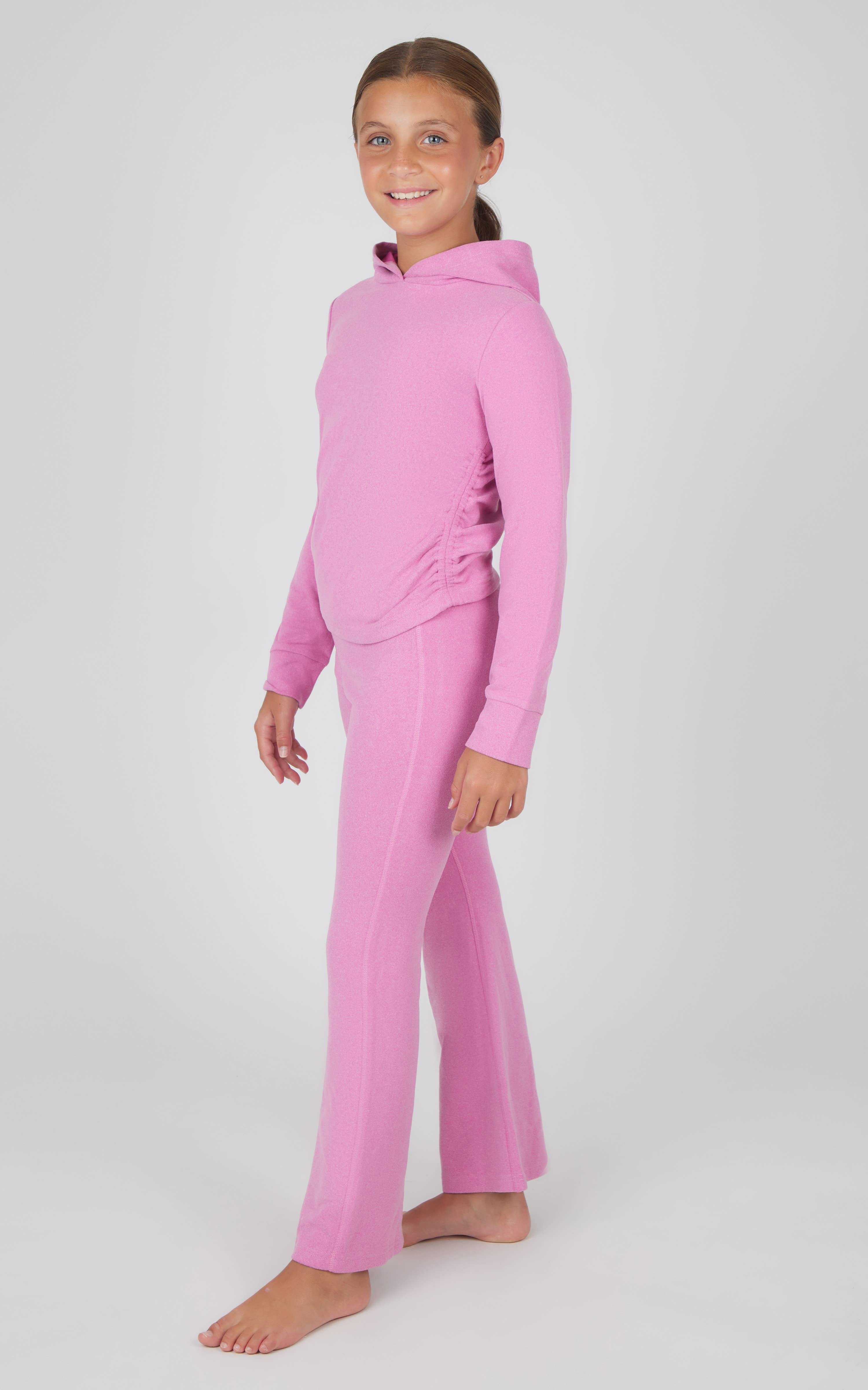 90 Degree by Reflex & Yogalicious - Wholesale Top & Pant Set - Kids - Yogalicious Tween Girls Melange Hoodie and Flare Pant Set7