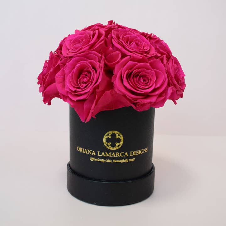 Luxe Pink Dome Roses in Black Keepsake Box for wholesale by Oriana Lamarca Designs