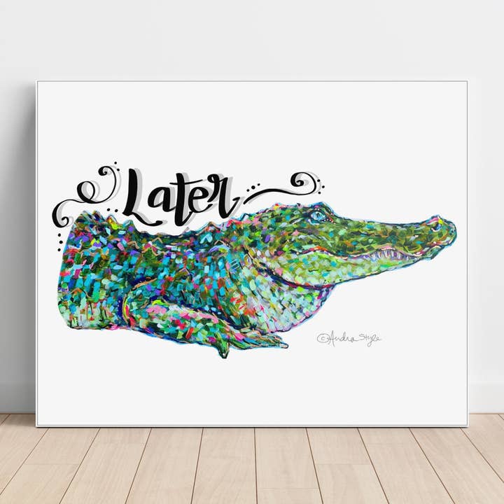 Impression sur toile "Later Gator" - Peinture d'art d'alligator pour la vente par Audra Style