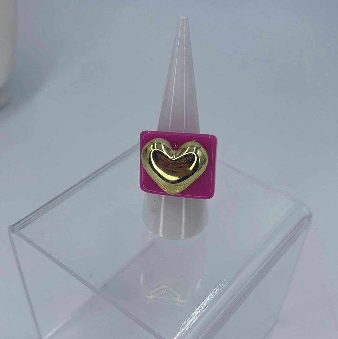 E ACCESORIES JEWERLY - Vente Bague de cocktail/de cérémonie - Bague épaisse en plastique Big Heart3