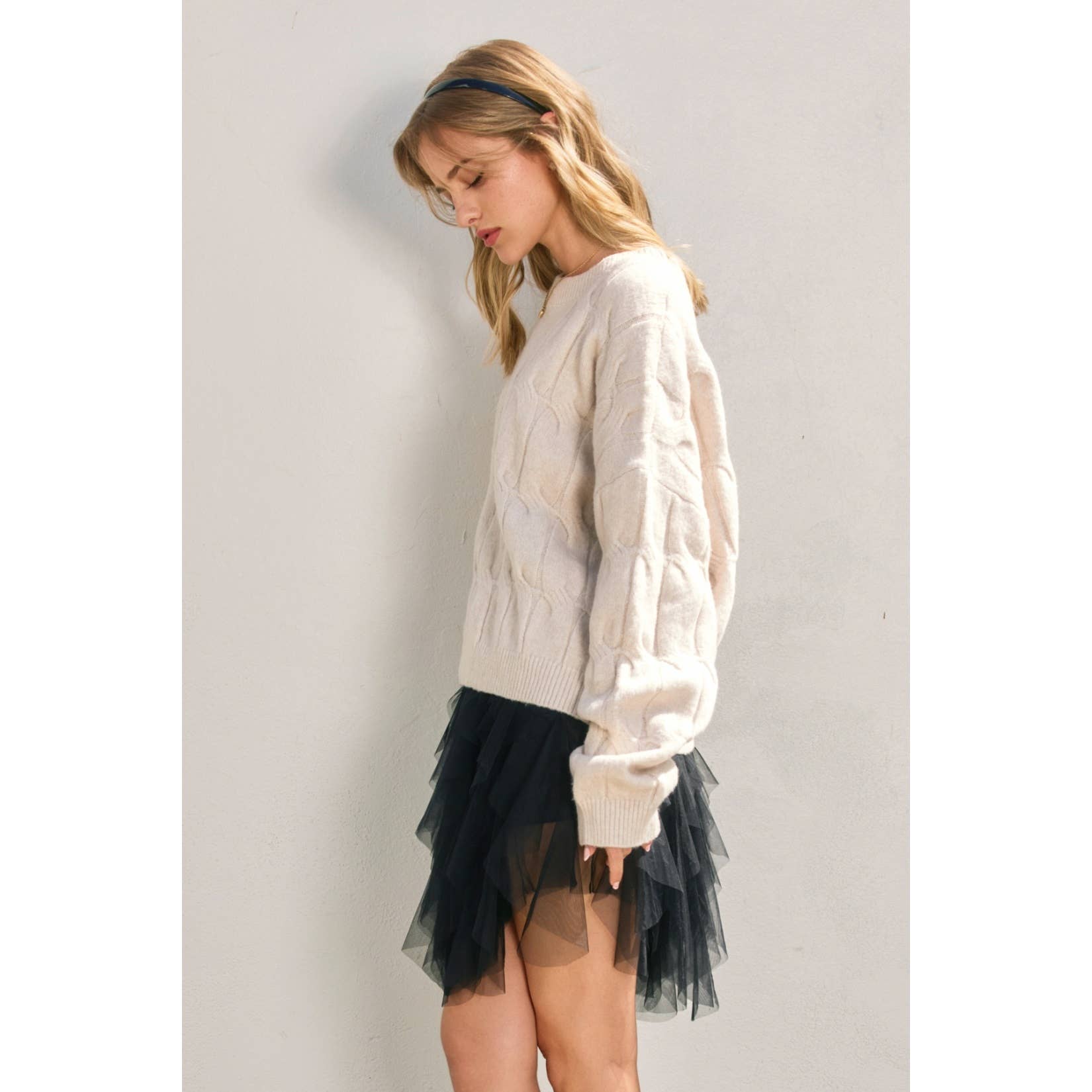 Dress Forum - Venta al por mayor Jersey de punto - Mujer - Jersey de Punto Trenzado Relajado Frosted Mesa1