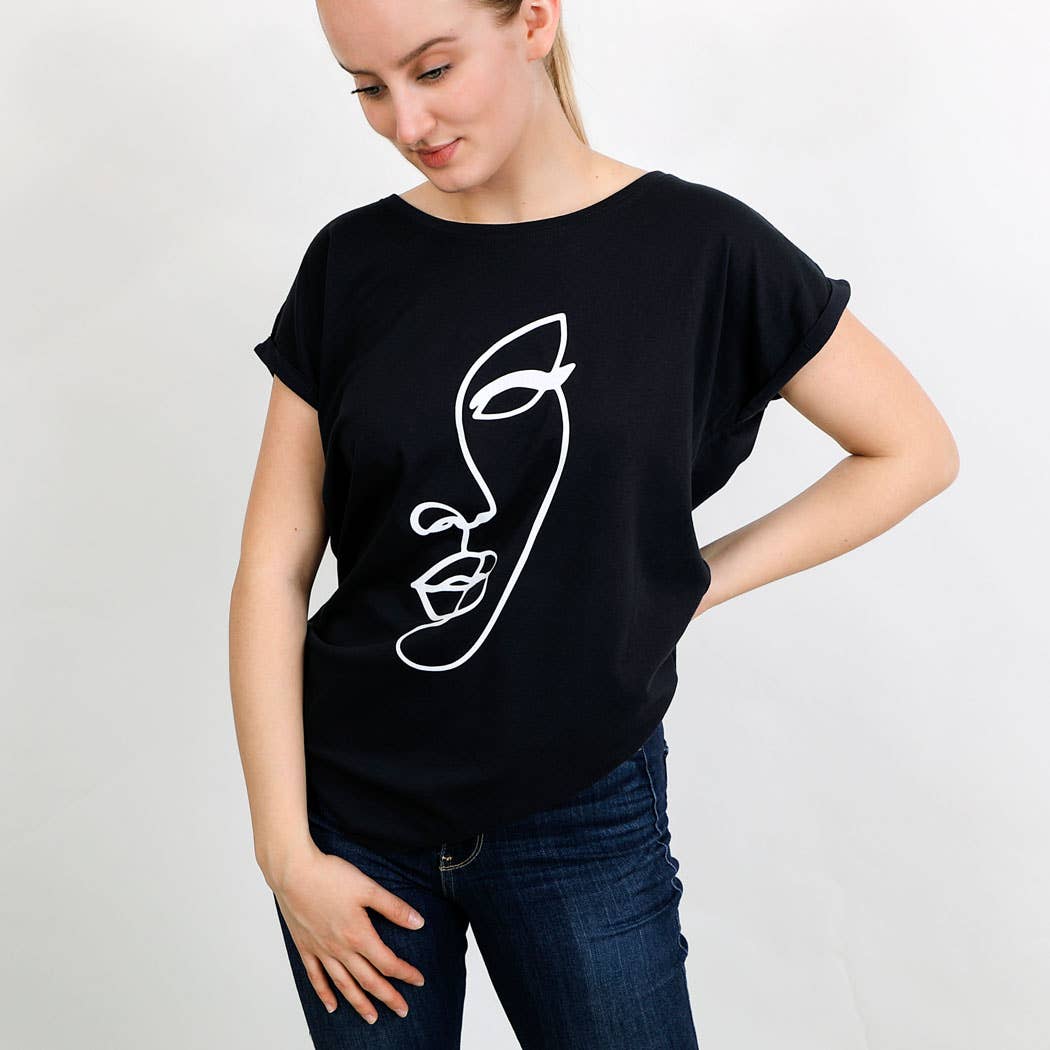 Lovethelinks Ltd - Wholesale Screen Printed T-Shirt - Women's - Abstract Face T Shirt1