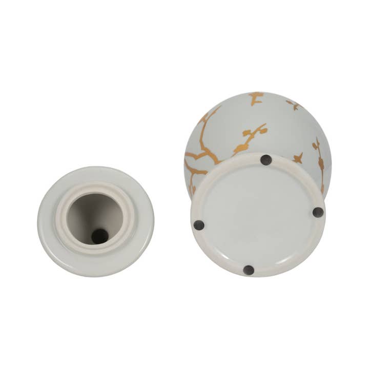 Sagebrook Home - Wholesale Vase - Ceramic Gold Cherry Temple Decorative Vase - White, 14 in.9