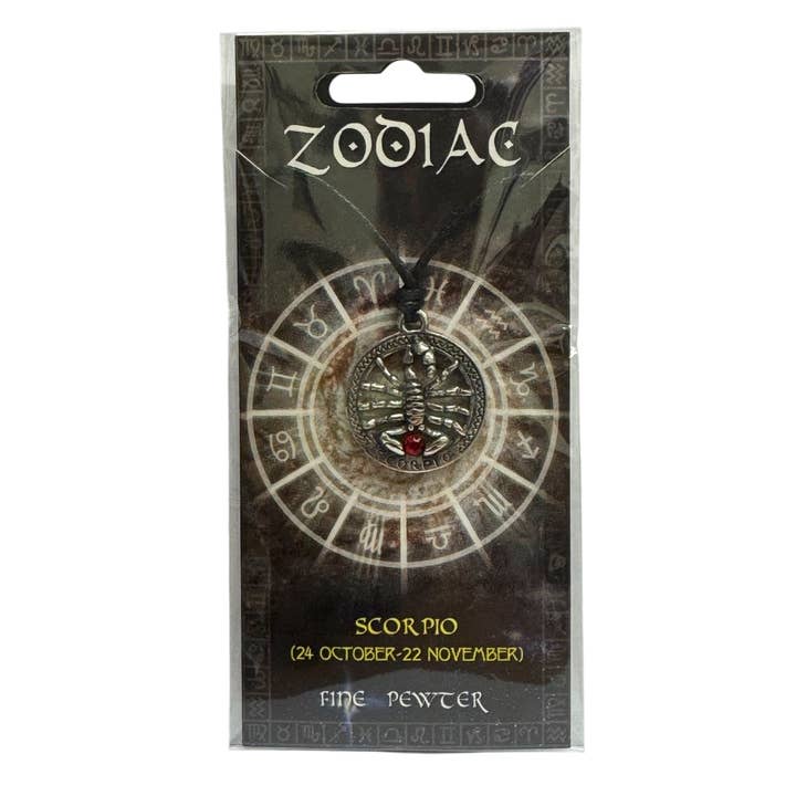 Pewter Scorpio Zodiac Necklace - Astrology Gift - (USA-DDP) for wholesale by Myth & Magik - Silver Jewellery Cavern Wholesale