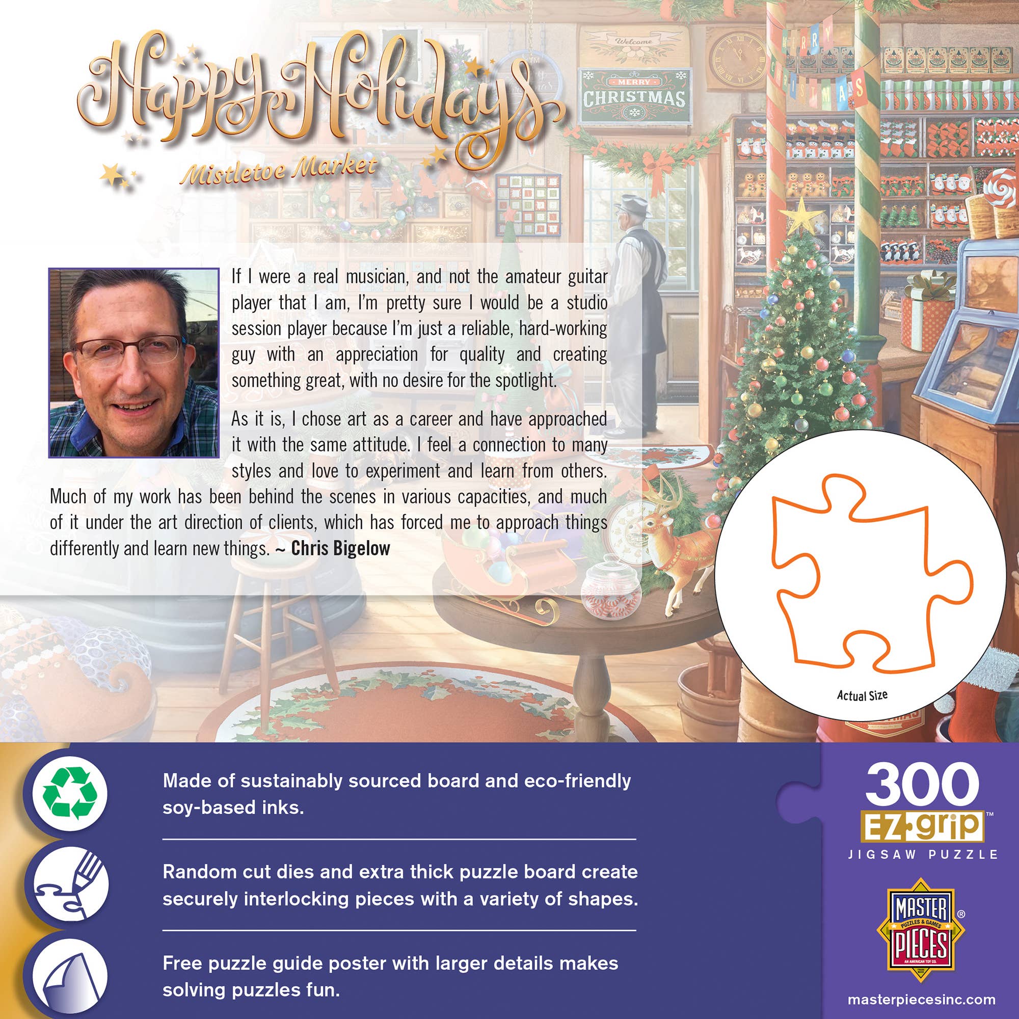 Masterpieces Puzzles - Vente Puzzle – adulte - Puzzle EZ Grip de 300 pièces Happy Holidays - Mistletoe Market2